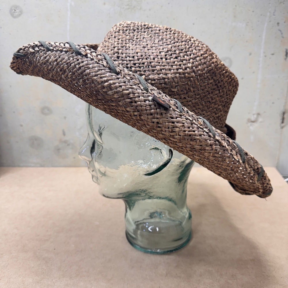 Peter Grimm Cowboy Hat Unisex One Size Brown Straw Western Boho Coastal Cowgirl